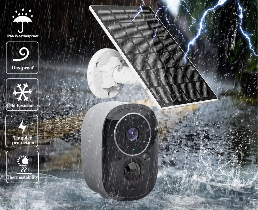 Devoccvo 5MP Tuya Solar Wifi Camera, IP66 Weatherproof Dustproof Cold Resistance Thunder protection hermost