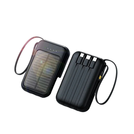 80000mAh Solar Power Bank with Built-in Cables & LED Light - Portable Charger for iPhone, Xiaomi, Samsung