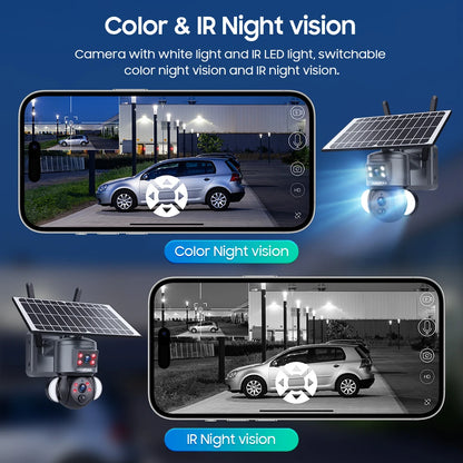 SHIWOJIA 4K 8MP Solar Camera, Color & IR Night vision camera with white light and IR LED light, switchable