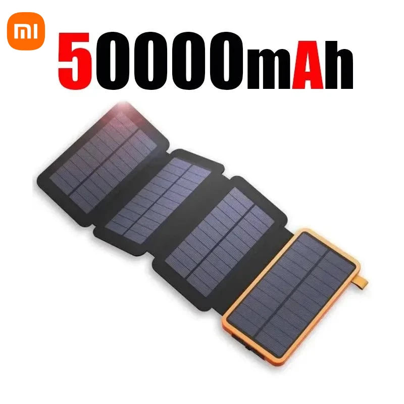Xiaomi Solar Power Bank 20000mAh With 4-Panel Foldable Solar Charger, Dual USB, Type-C Input, 9-LED Light, Wireless Qi