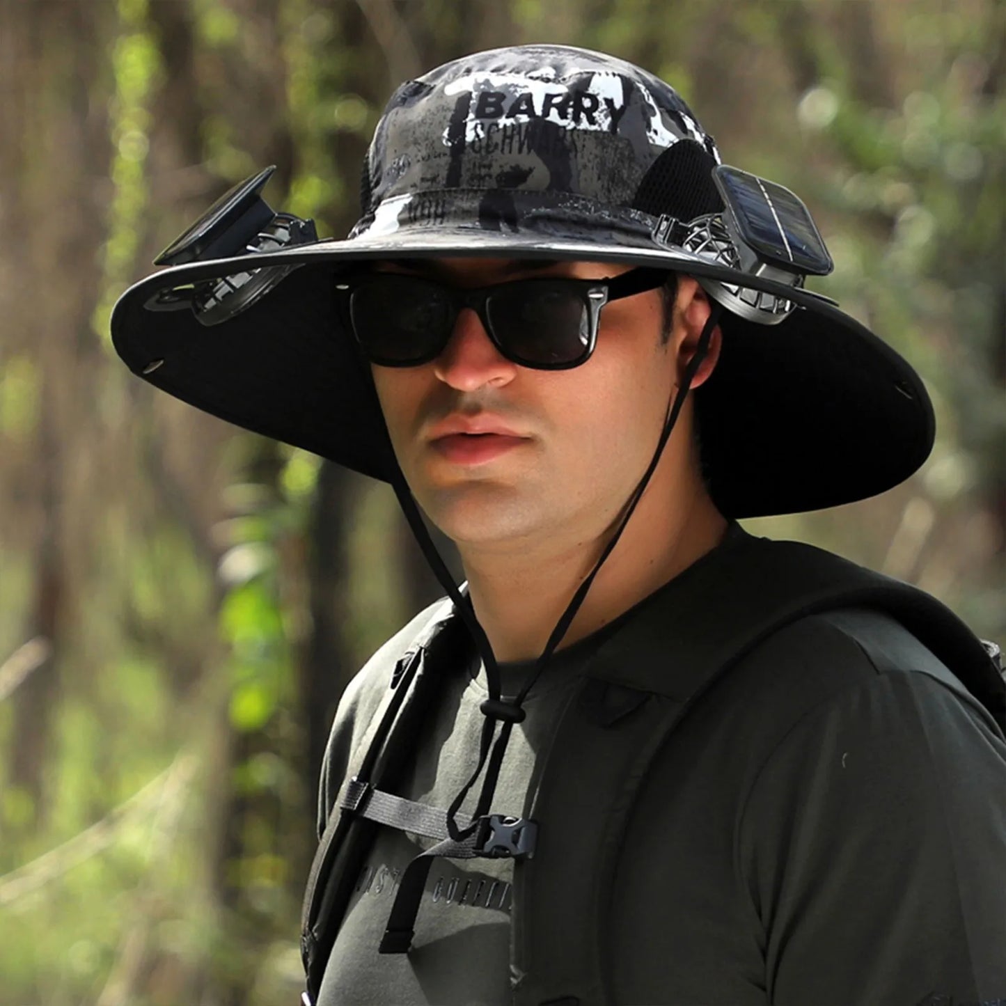 Outdoor Wide Brim Solar Fan Hat – USB & Solar Powered Hat with Adjustable Cooling Fan for Fishing, Hiking, Camping