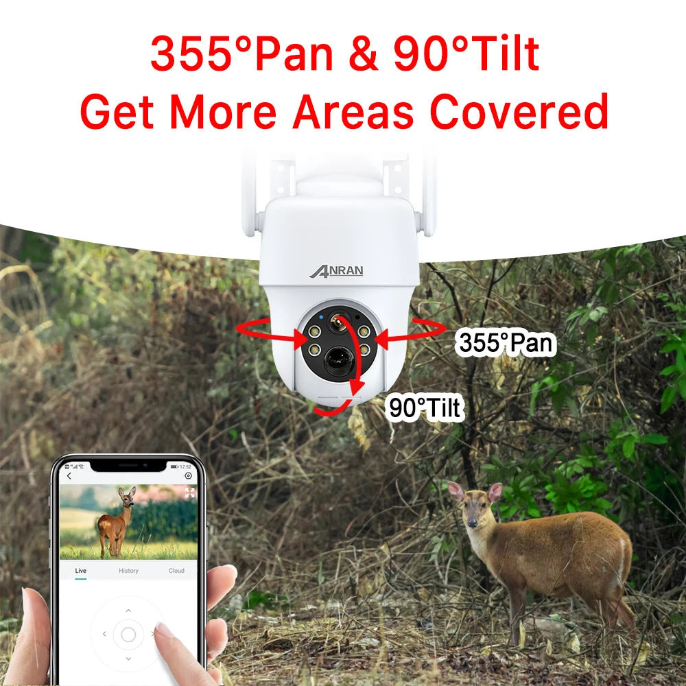 ANRAN G1 2K 3MP Solor Security Camera, 355*Pan & 90 Tilt Get More Areas Covered 