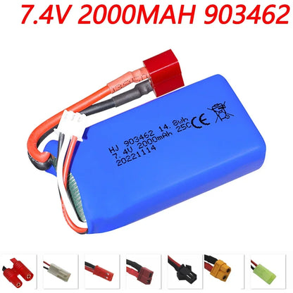 7.4V 2000mAh 903462 2S Lipo Battery, 7.4V 2000mAh 903462 LiPo Battery for RC Car Boat Upgrade