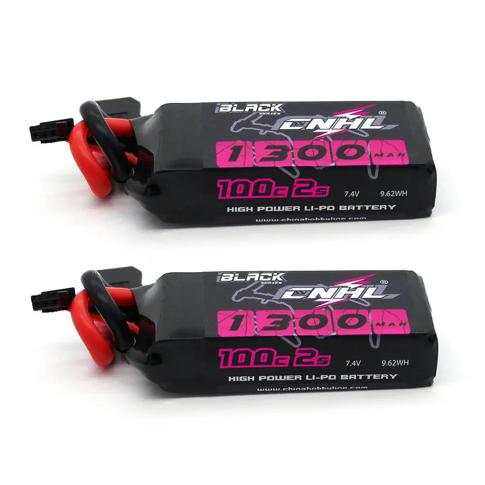 2pcs CNHL 2S Lipo Battery, High-performance 1300mAh 100C 2S Li-Po battery with XT60 plug, ideal for RC drones, airplanes, and quadcopters.