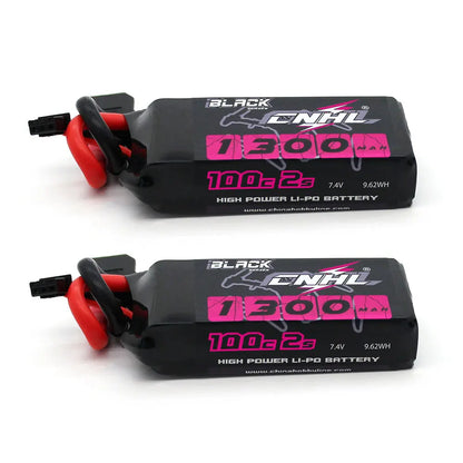 2pcs CNHL 2S Lipo Battery, High-performance 1300mAh 100C 2S Li-Po battery with XT60 plug, ideal for RC drones, airplanes, and quadcopters.