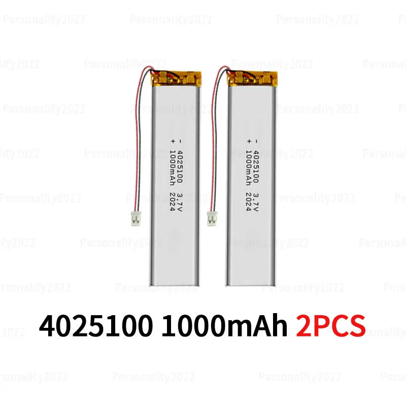 4025100 3.7V 1000mAh Lithium Polymer Battery, 4/25/100mm, PH-2.0P Plug for Bluetooth Recorder, E-book, LED Lights