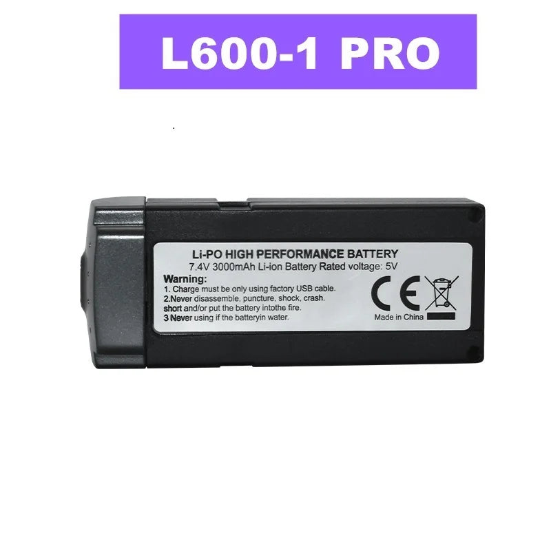7.4V 3000mAh Li-Po battery; use only factory USB cable. Avoid disassembly, puncture, shock, crushing, short circuits, fire, or water. Rated voltage: 5V. Made in China.