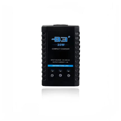 Imax B3 Pro 2S–3S LiPo Battery, Compact 20W B3 charger for LiPo batteries, 100-240V AC input, 1.6A output, with cell indicators for monitoring.