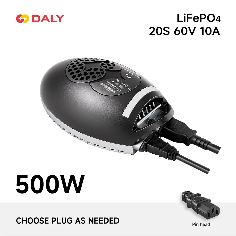 DALY 500W charging ball graphic for LiFePO4 20S 60V 10A with pin head plug option
