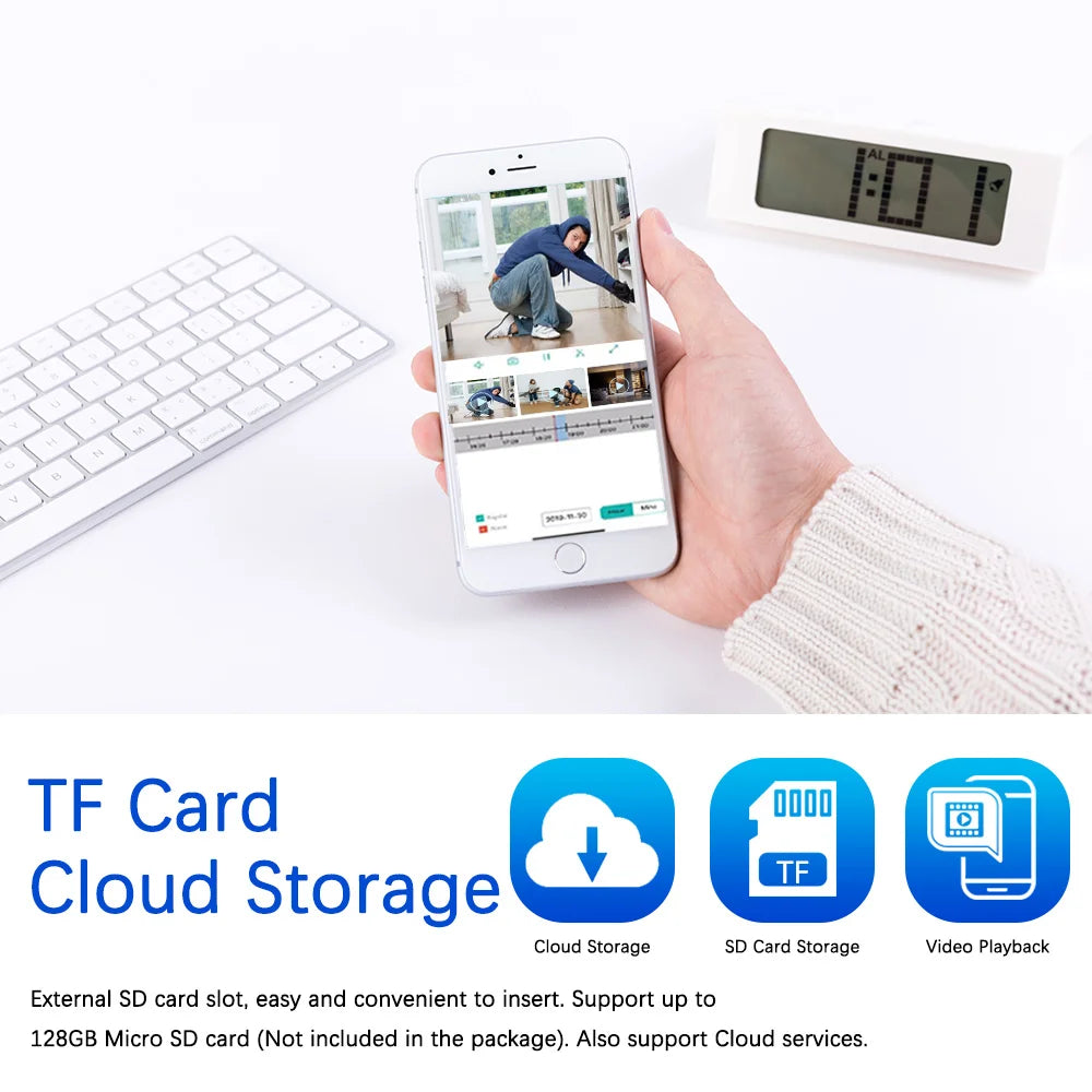 Devoccvo 5MP Tuya Solar Wifi Camera, TF Card ddoD edm um TF Cloud Storage Cloud Storage