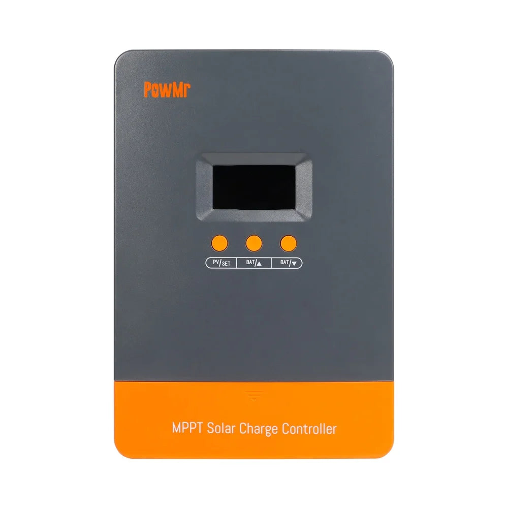 PowMr POW-M80-PRO/POW-M100-PRO MPPT solar charge controller front view with LCD window and buttons