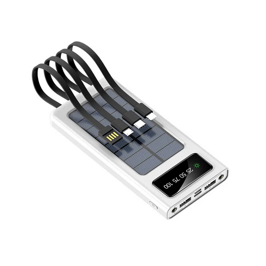 OnePlus 200000mAh Solar Power Bank – Built-in 4 Cables, Dual USB, LED Flashlight, Two-Way Quick Charge