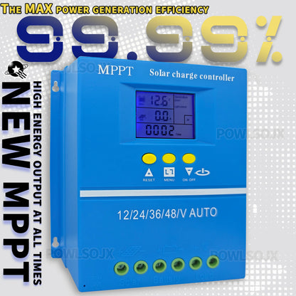 POWLSOJX MPPT Solar Charge Controller 60A/80A/100A Compatible with 12V/24V/36V/48V Batteries Multi-Battery Support  Dual USB