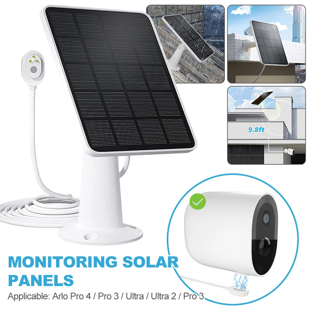 Arlo Ultra 2 Solar Panel, Compatible solar panels for Arlo Pro cameras, providing power and video transmission.