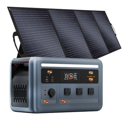 OSCAL PowerMax1800 1024Wh Portable Power Station, Portable power station with 1800W AC, 1024Wh capacity, solar panel, multiple ports, digital display, and foldable PV kit for efficient charging.