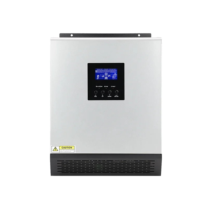 PowMr PS-3K-110V hybrid solar inverter charger front view with LCD screen and control buttons