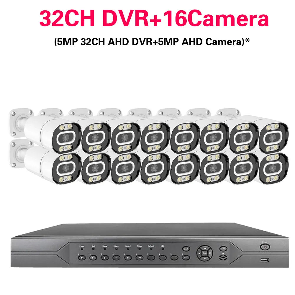 Devoccvo 32CH 5MP CCTV Camera , Real-time video surveillance system with 32 channels, 16 cameras, and 5MP AHD resolution for enhanced monitoring.