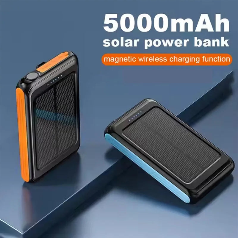 5000mAh Magnetic Wireless Solar Power Bank, 5000mAh solar power bank with magnetic wireless charging