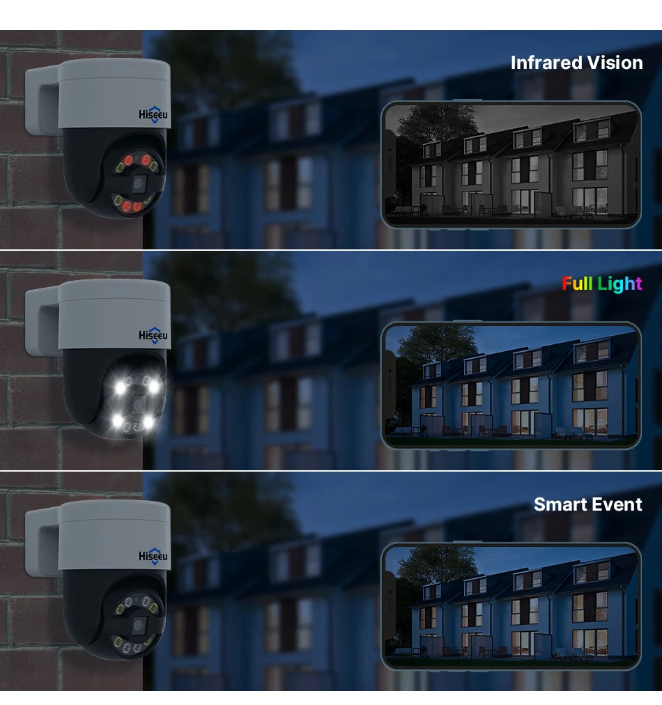 Hiseeu 2K 4MP Camera, Capture events in infrared and bright light with the Hiseeu smart camera's 4MP resolution.