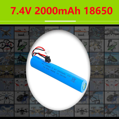 2S 7.4V 2000mAh 10C 18650 LiPo Battery, 7.4V 2000mAh 18650 LiPo battery with Tamiya plug, ideal for powering toys and small electronic devices efficiently and reliably.