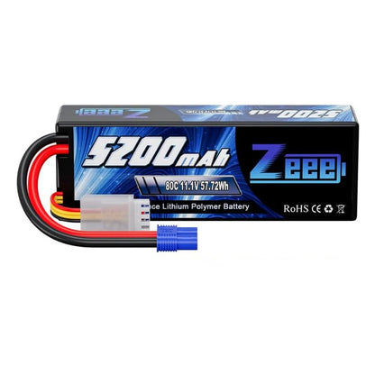 1/2pcs Zeee 3S 5200mAh LiPo Battery, Zeee 5200mAh 3S 11.1V 80C LiPo battery with hard case, compatible with T/XT60/EC3/EC5 connectors, ideal for high-performance RC applications.