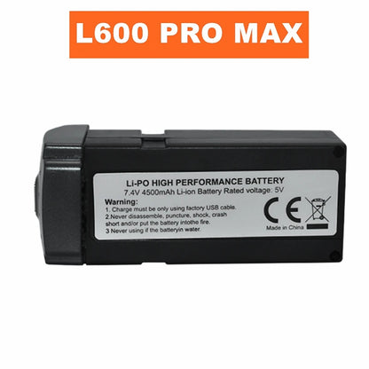 7.4V 4500mAh Li-Po battery; use only factory USB cable. Do not disassemble, puncture, or expose to fire. Avoid water. CE certified. Made in China. Follow safety and disposal instructions.