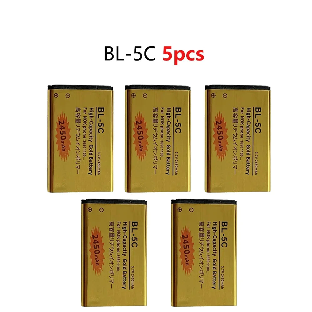 BL-5C Mobile Phone Battery 3.7V 2450mAh Rechargeable Li-Ion for Nokia 1100 1110 1112 2610 6230 6630 N70/N71/N72