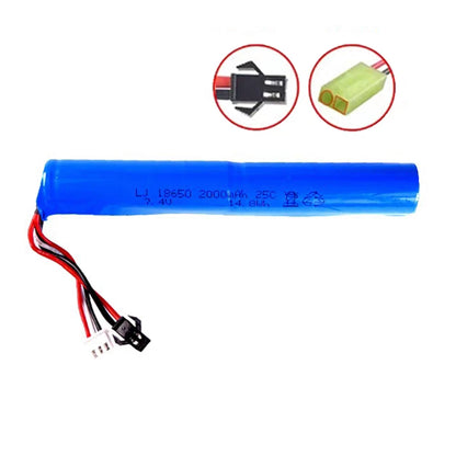 2S 7.4V 2000mAh 10C 18650 LiPo Battery, SM/Small Tamiya Plug, for Water Guns, Airsoft BB & Electric Toys