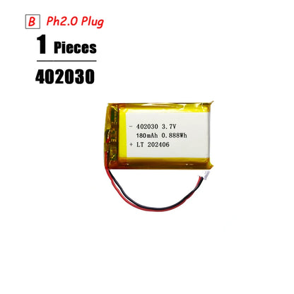L7ADFJ 3.7V Lipo Battery, 3000mAh Li-Polymer Pouch, PH 2.0 2‑pin Plug, 1S1P, Protective Board, CE RoHS KC