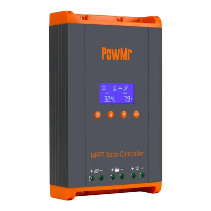 PowMr HHJ60-PRO 60A MPPT solar charge controller front view with LCD display and buttons