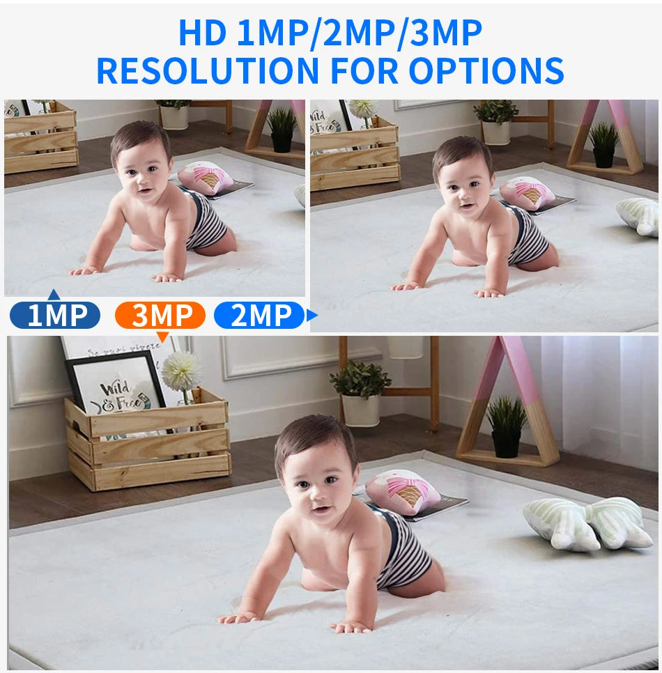 Hiseeu 2MP Baby Pet Monitor Camera, Features HD resolution options: 1MP, 2MP, or 3MP for clear video capture.