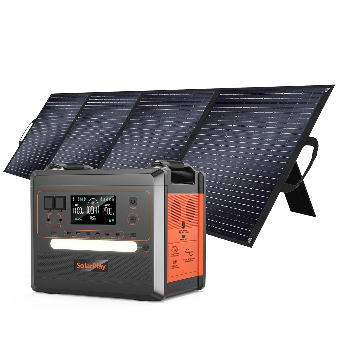SolarPlay Q2402M Portable Power Station Solar Generator Kit, LiFePO4 2304Wh/2500W, Q2501 2160Wh/2400W + 200W Panel