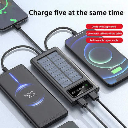 OnePlus 200000mAh Solar Power Bank – Built-in 4 Cables, Dual USB, LED Flashlight, Two-Way Quick Charge