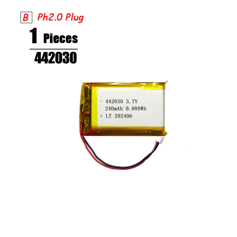 L7ADFJ 3.7V Lipo Battery, 3000mAh Li-Polymer Pouch, PH 2.0 2‑pin Plug, 1S1P, Protective Board, CE RoHS KC