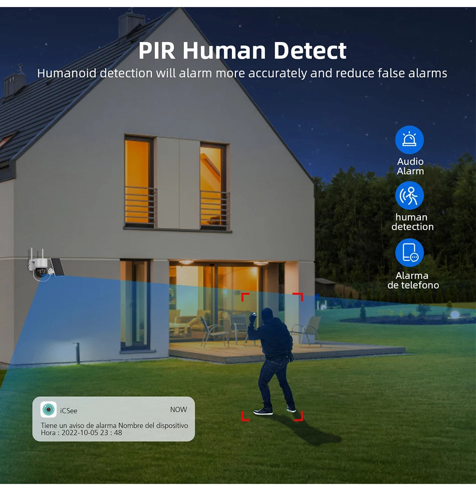 Hiseeu WTD512 1080P 2MP Solar Camera, humanoid detection will alarm more accurately and reduce false alarms . iCS