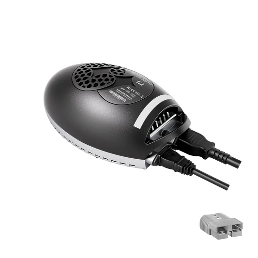 DALY 500W 48V 10A LiFePO4/Li-ion battery charger with AC and DC cables and gray Anderson plug