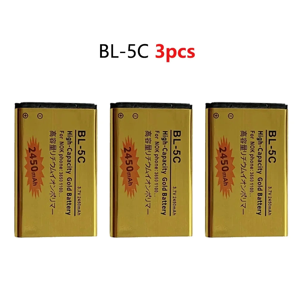 BL-5C Mobile Phone Battery 3.7V 2450mAh Rechargeable Li-Ion for Nokia 1100 1110 1112 2610 6230 6630 N70/N71/N72