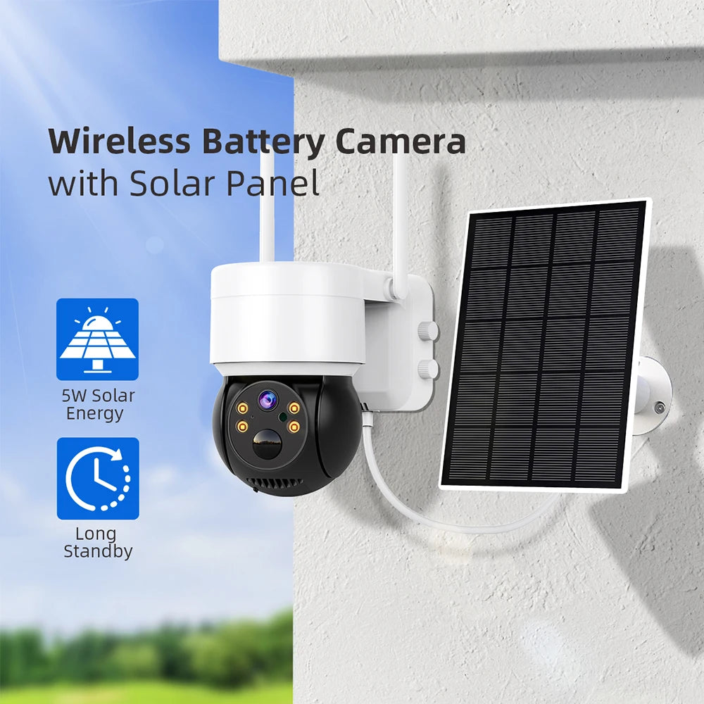 Hiseeu WTD512 1080P 2MP Solar Camera, Wireless Battery Camera with Solar Panel 5W Solar Energy Long Stand