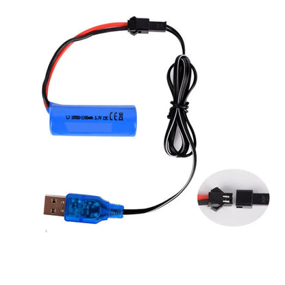3.7V 1100mAh 18500 Li-Ion Battery for S900 FT008 RC Helicopter/Boat, SM/JST Plug | Toys Electronic Accessories