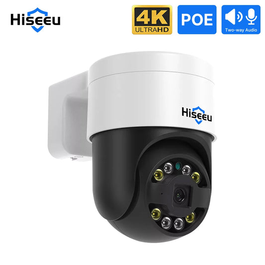 Hiseeu 2K 4MP Camera, High-quality camera with 4MP resolution and PoE connectivity for easy installation.