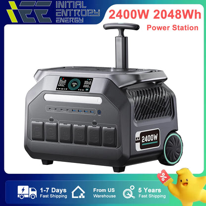 IEETEK P2400 Portable Power Station, IEETEK P2400 2400W portable power station with 2048Wh LiFePO4 battery, 110V AC, Wi-Fi app control, ideal for home, RV, camping; includes 5-year warranty and fast US shipping.
