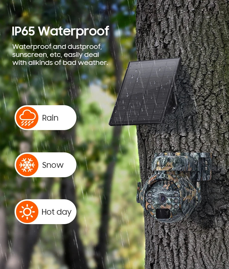 SHIWOJIA 3MP 4G Solar Camera, Waterproof and resistant to extreme temps and weather.