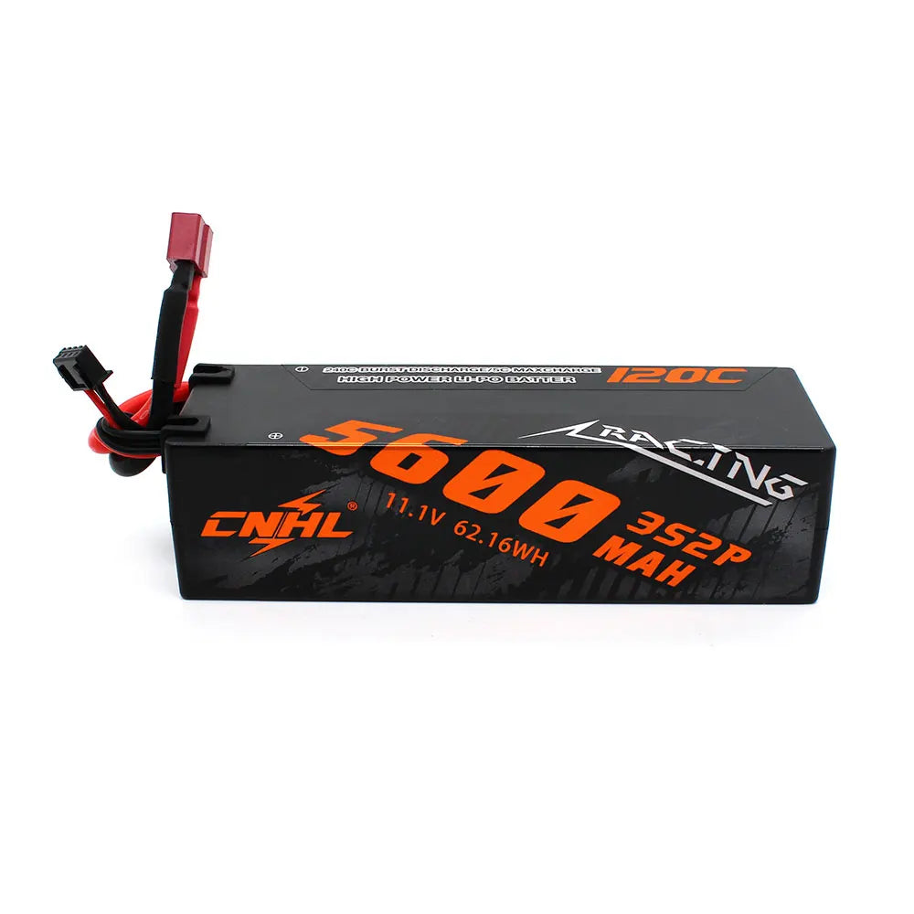 CNHL 3S/4S LiPo Battery, CNHL 5600mAh 11.1V 120C LiPo battery, 3S2P with T/EC5 plug, high power output, designed for racing applications.