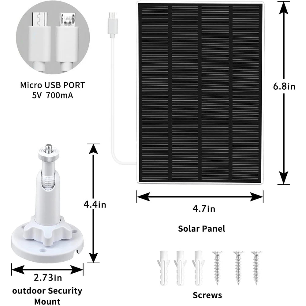 REHENT 3MP Solar Camera, Micro USB PORT 6.8in SV 70omA 4.4in 4.7in