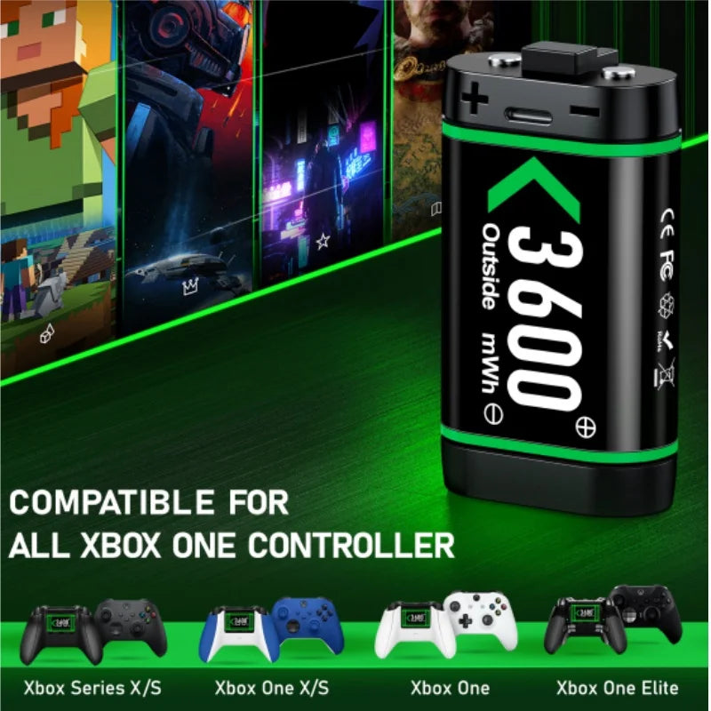 Rechargeable Battery for Xbox One Controller – 4×3600mWh Pack with Charging Station for Xbox One & Series X/S