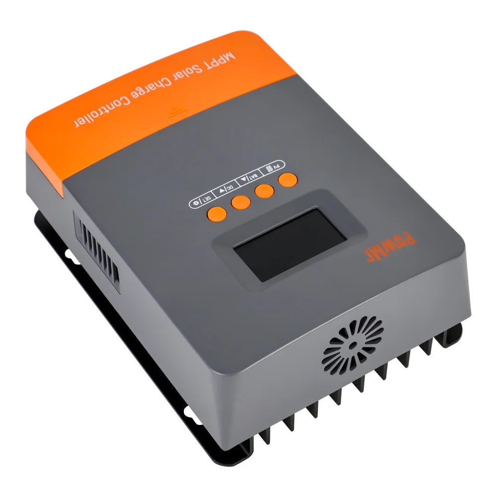 PowMr POW-M60-ULTRA 60A MPPT solar charge controller, angled top view with LCD and buttons
