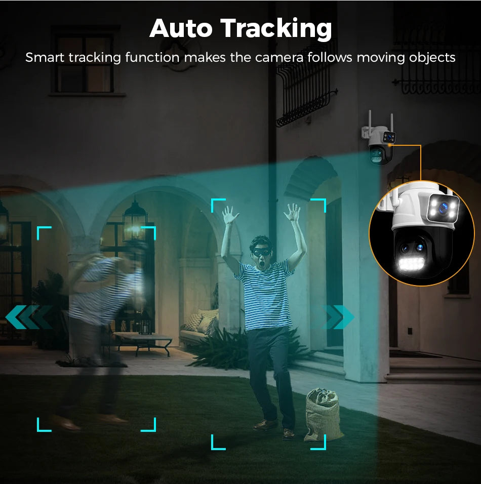 Hiseeu 9MP Camera, Intelligent auto-tracking feature captures moving subjects with ease.