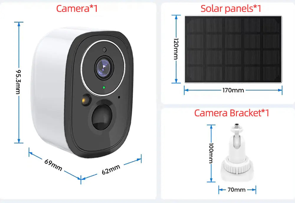 Hkixdiste 5MP Solar Camera, Solar panels*1 1 1 17Omm Camera Bracket*1 7Omm
