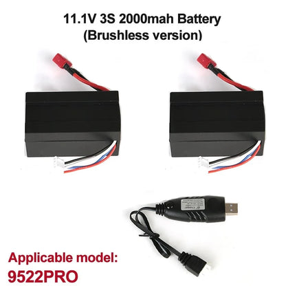 GANGBIBAO Lipo Battery, 11.1V 3S 2000mAh battery with USB charger for 9522PRO RC car, brushless version. Compatible only with 9522PRO model.