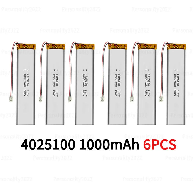 4025100 3.7V 1000mAh Lithium Polymer Battery, 4/25/100mm, PH-2.0P Plug for Bluetooth Recorder, E-book, LED Lights